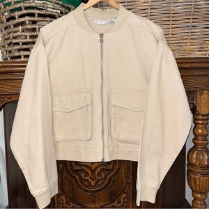 Nicole Miller Tan Cropped Zip Jacket